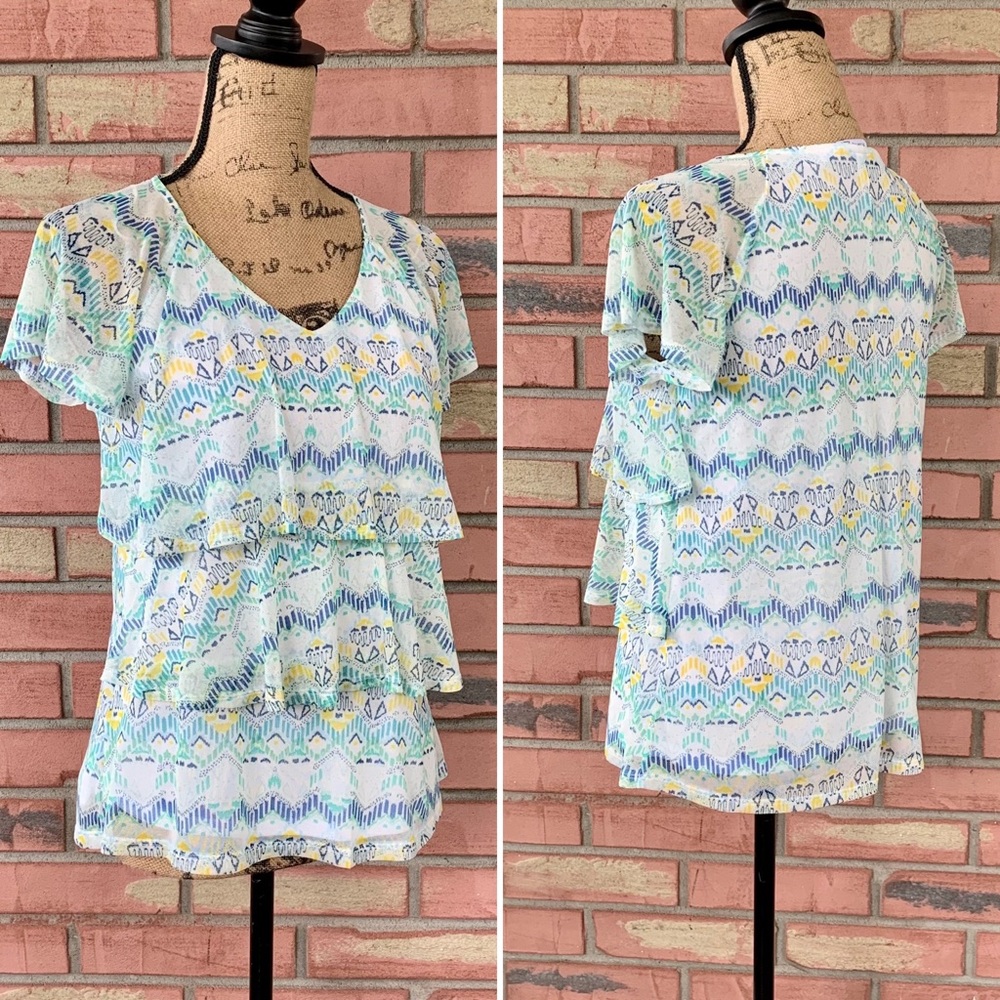 Kim Rodgers Petite Chiffon Ruffle Top PM
